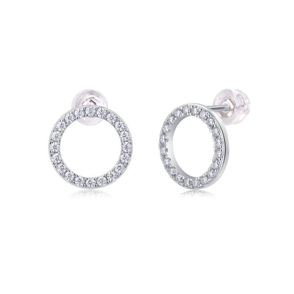 Moissanite Circle-Style Stud Earrings | Sterling Silver Luxury Jewelry