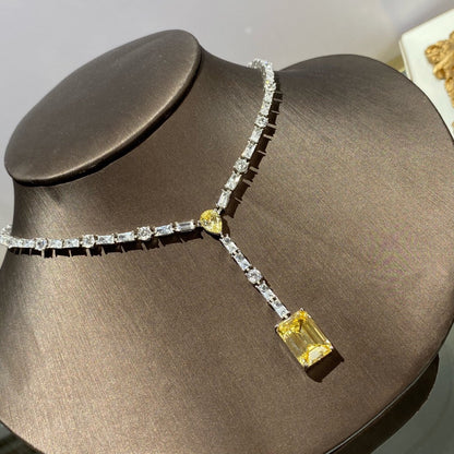 Yellow Gemstone Drop Necklace | 925 Sterling Silver