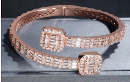 Square Moissanite Bangle Bracelet – 925 Sterling Silver