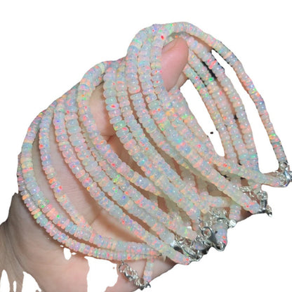 Fire Opal Beaded Bracelet | 925 Sterling Silver