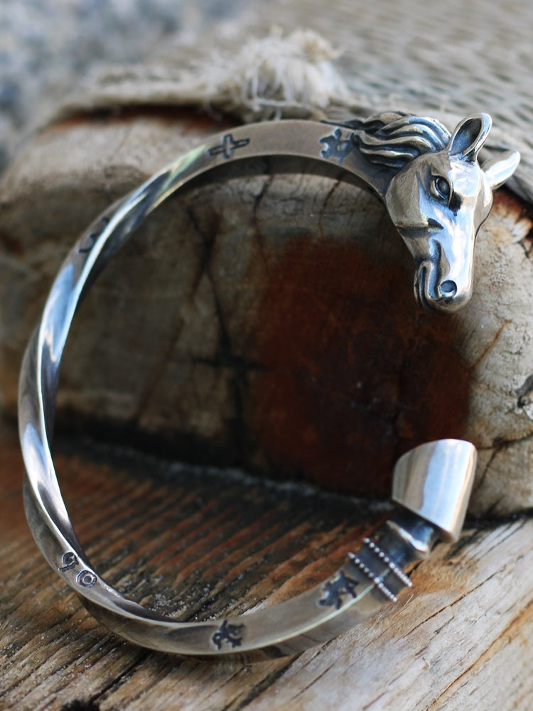 Handmade Horse Head Bracelet for Men – Sterling Silver Jewelry