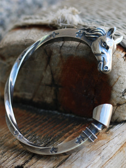 Handmade Horse Head Bracelet for Men – Sterling Silver Jewelry