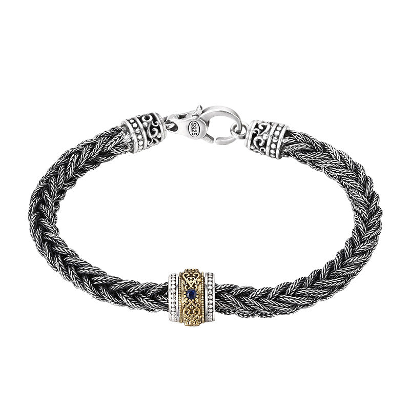 Retro Hand-Woven Bracelet for Men – 925 Sterling Silver Jewelry