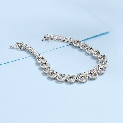Women’s 925 Sterling Silver Moissanite Tennis Bracelet – Full Inlaid Sparkling Luxury Jewelry