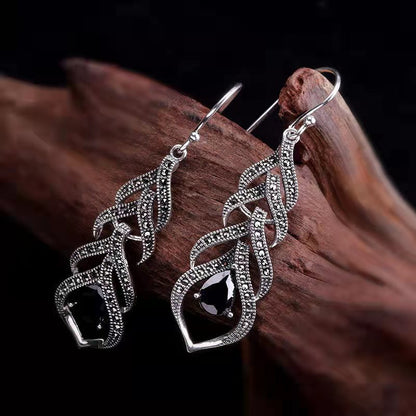 Ruby Feather Drop Earrings | Long Elegant Statement Jewelry for Women