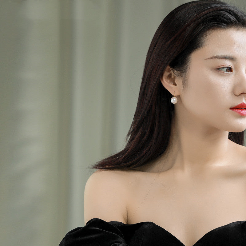 Bright Moonlight  freshwater pearl earrings  gold ear hooks  fashionable jewelry  women accessories  elegant earrings  pearl jewelry