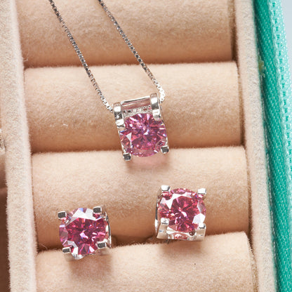 Moissanite Bull Head Stud Earrings | S925 Sterling Silver Four-Claw Design